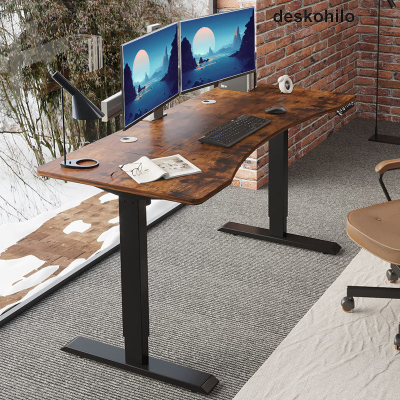 Radlove 63" x 30" Premium Dual Motor Height Adjustable Standing Desks for Worktops, Brown or White