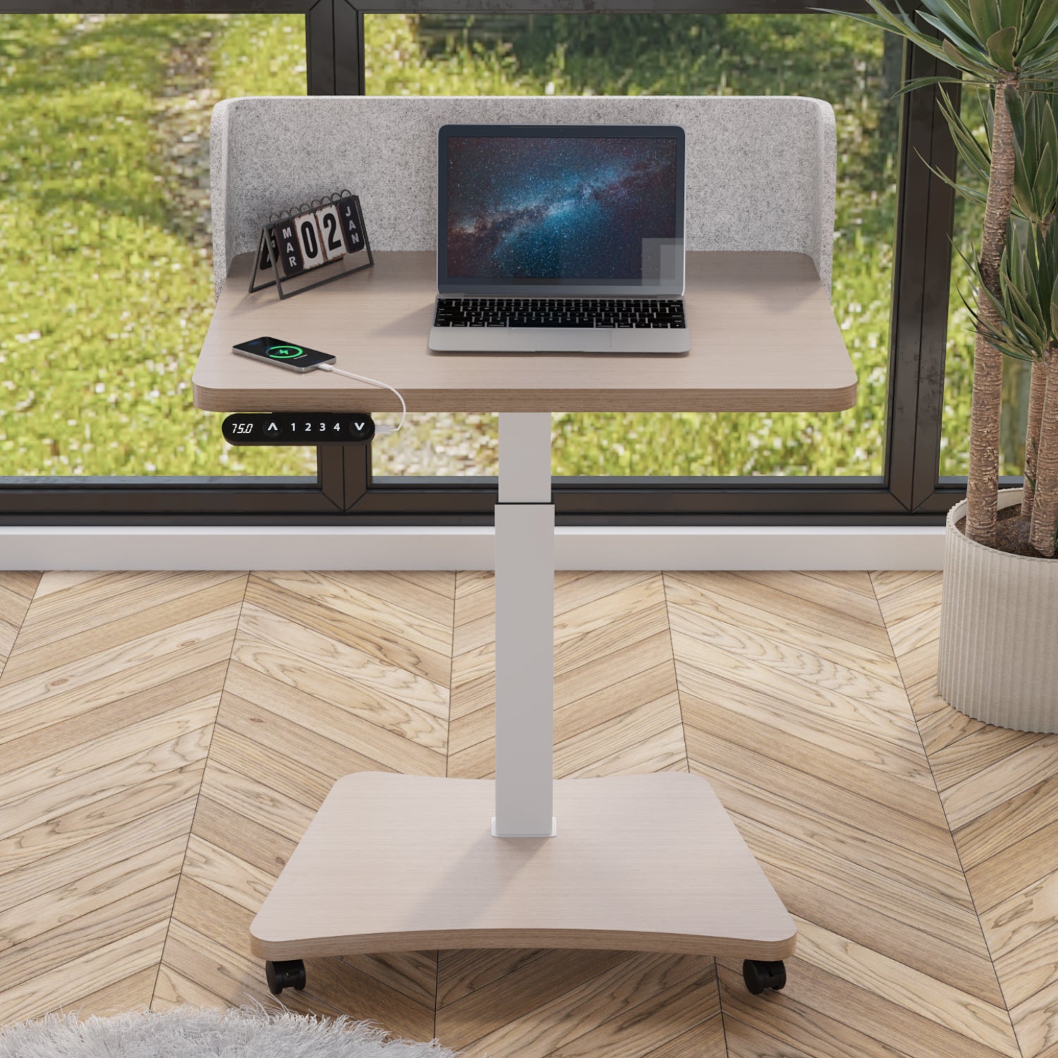 Radlove 32''x24'' Electric Height Adjustable Laptop Desk, Mobile Standing Desks with Wheels