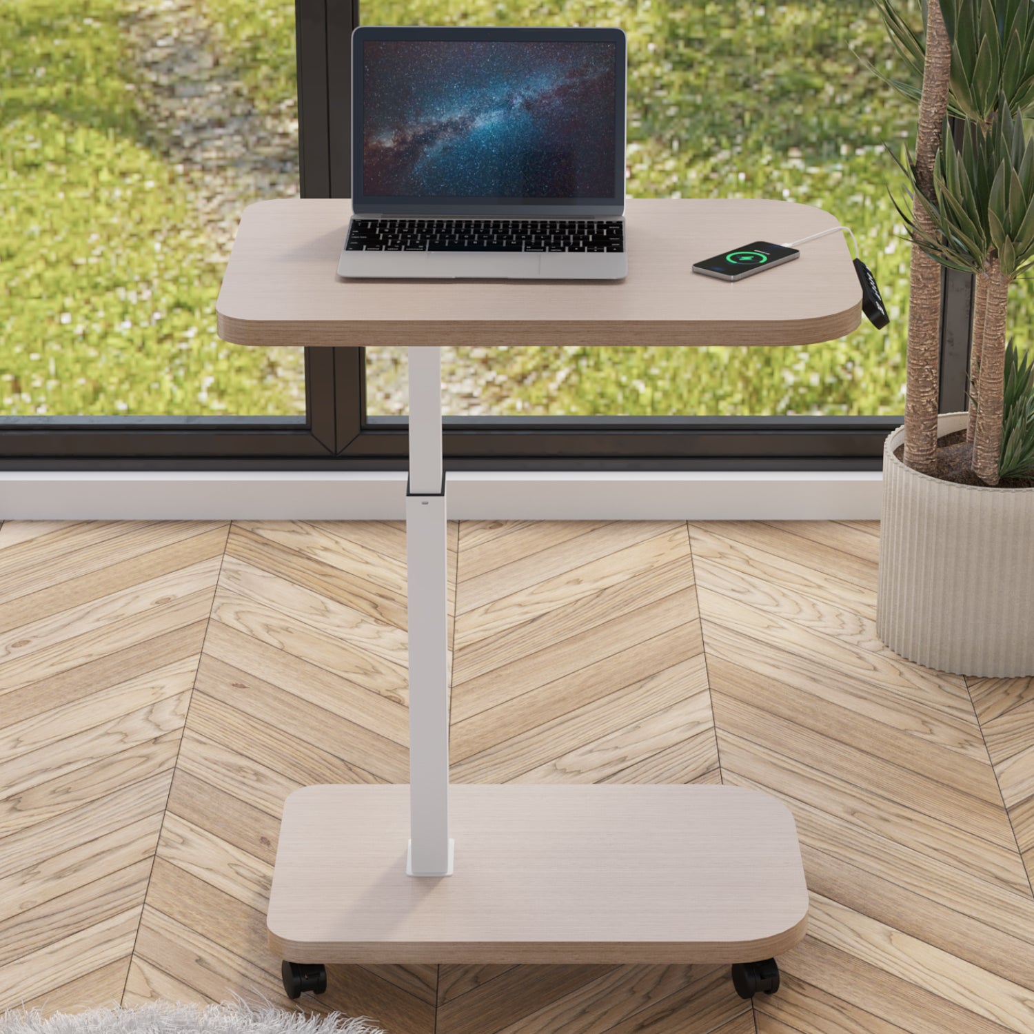 Radlove 32''x24'' Electric Height Adjustable Laptop Desk, Mobile Standing Desks with Wheels