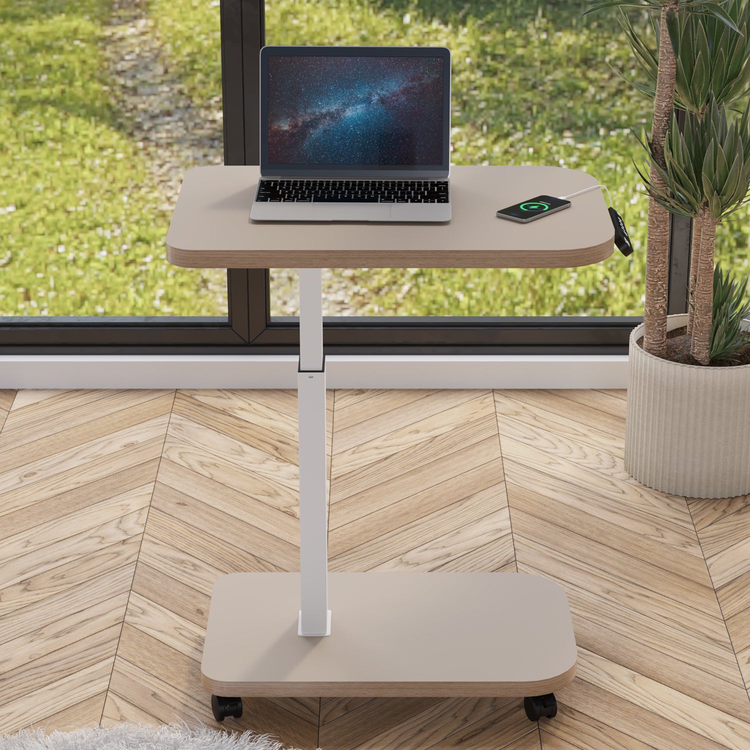 Radlove 32''x24'' Electric Height Adjustable Laptop Desk, Mobile Standing Desks with Wheels