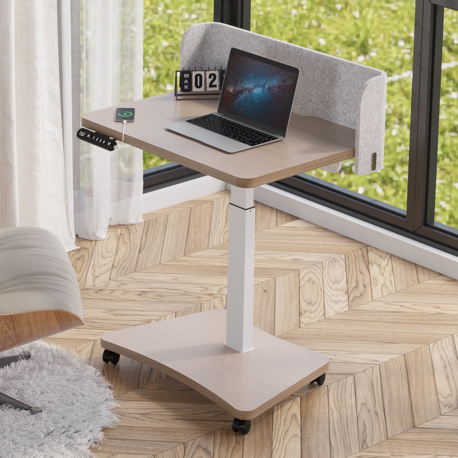Radlove 32''x24'' Electric Height Adjustable Laptop Desk, Mobile Standing Desks with Wheels