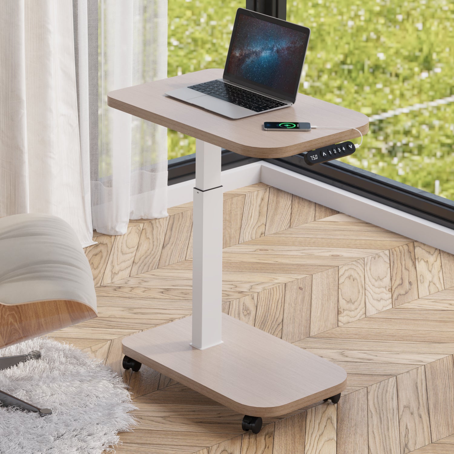 Radlove 32''x24'' Electric Height Adjustable Laptop Desk, Mobile Standing Desks with Wheels