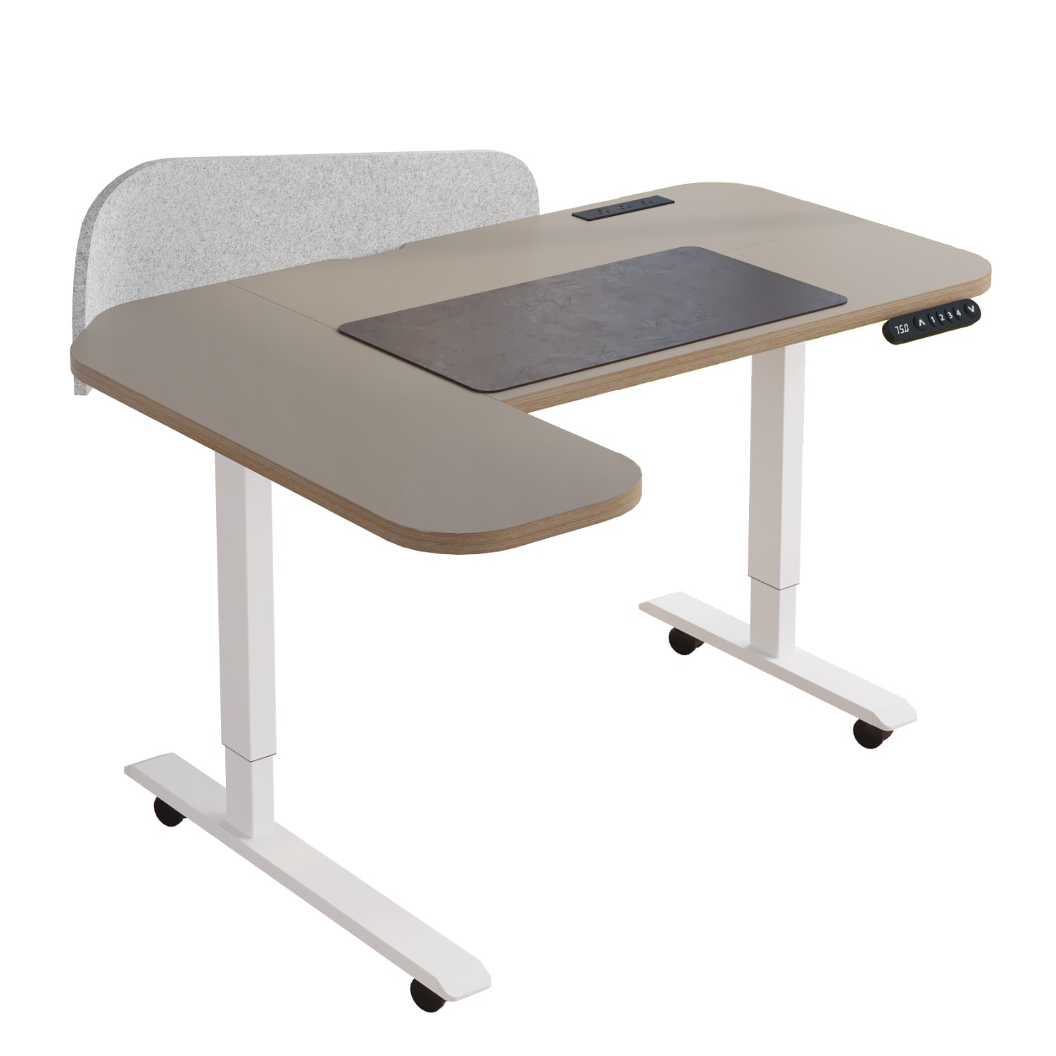 Radlove L-Shaped Electric Standing Desk with Power Strip & Privacy Screen(Gray), 59 Inch Workstation, Large Mouse Pad & 4-Preset Memory Buttons, Quiet Adjustable Desk for Dual Monitors(Rustic Brown)