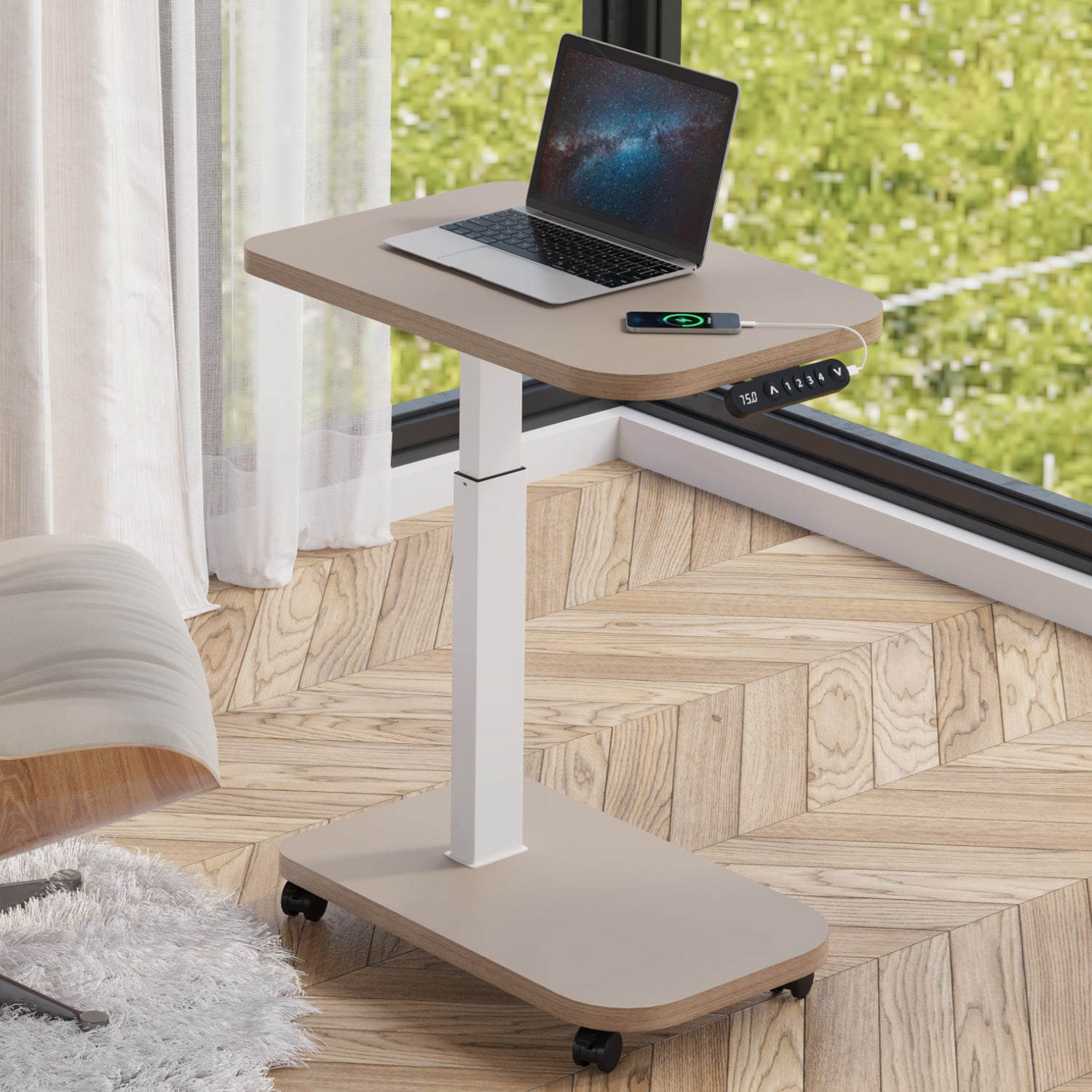 Radlove 32''x24'' Electric Height Adjustable Laptop Desk, Mobile Standing Desks with Wheels