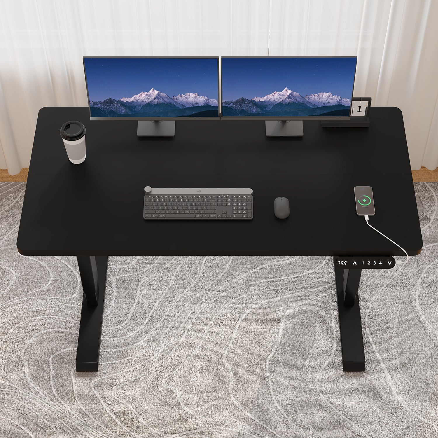 Radlove 48" x 24" Electric Standing Desks, Height Adjustable Office Tables with Splice Board and A Under Desk Cable Management Tray with Wheels, Brown or Oak