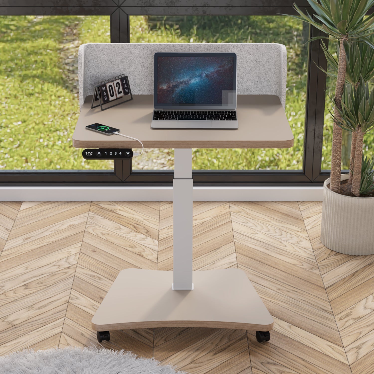Radlove 32''x24'' Electric Height Adjustable Laptop Desk, Mobile Standing Desks with Wheels