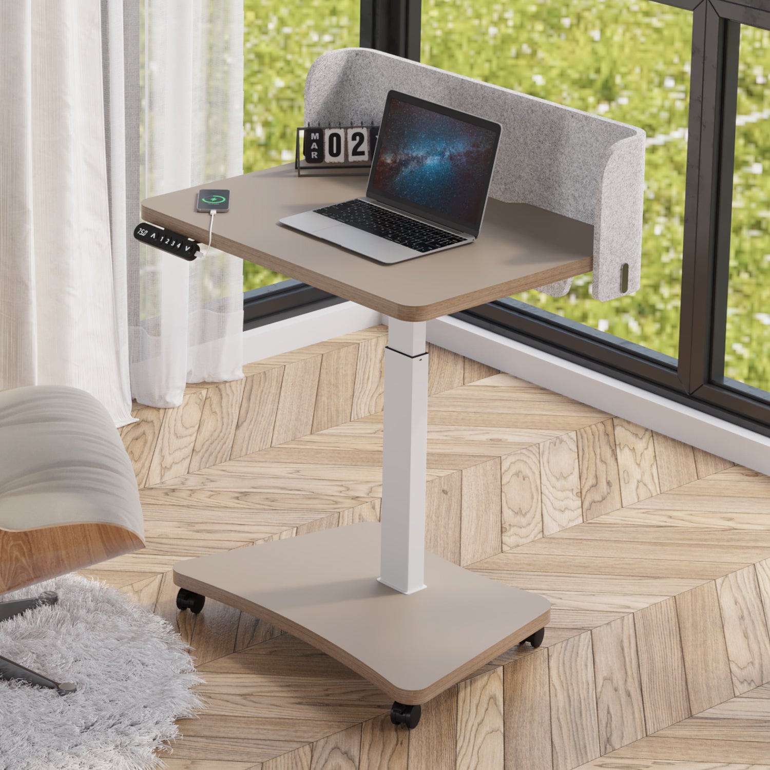 Radlove 32''x24'' Electric Height Adjustable Laptop Desk, Mobile Standing Desks with Wheels