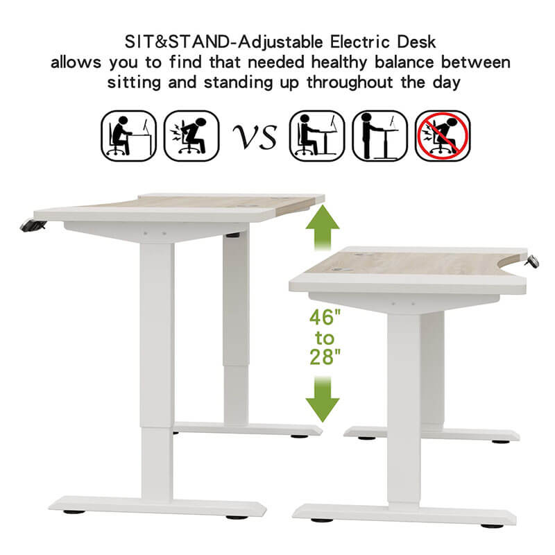Radlove 63" x 30" Premium Dual Motor Height Adjustable Standing Desks for Worktops, Brown or White