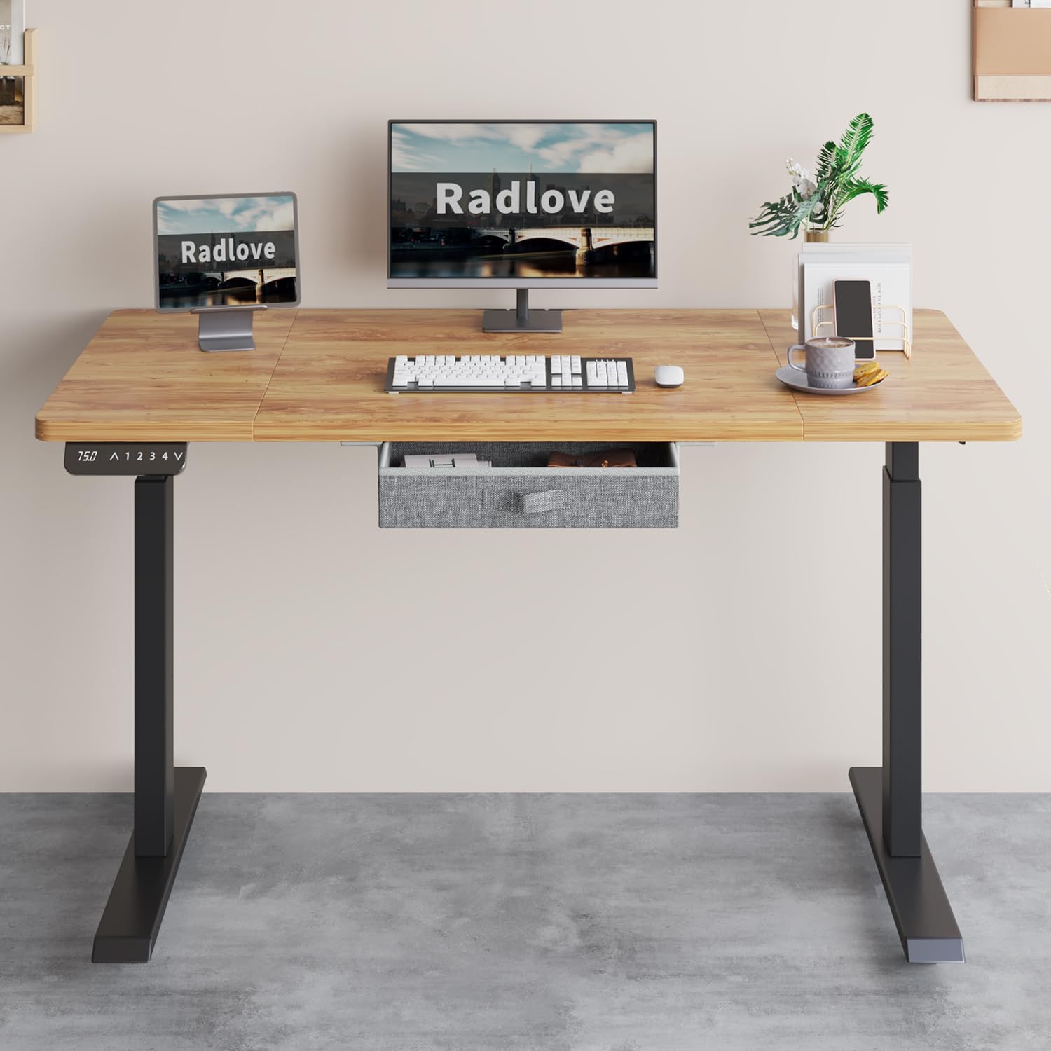 Radlove 63" x 30" Premium Dual Motor Height Adjustable Standing Desks for Worktops, Brown or White