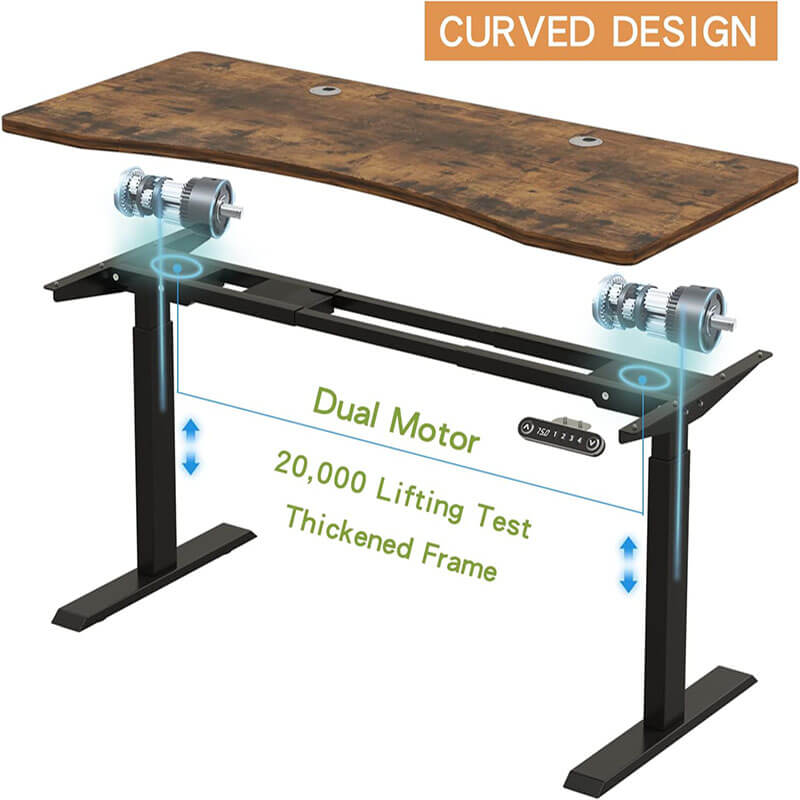 Radlove 63" x 30" Premium Dual Motor Height Adjustable Standing Desks for Worktops, Brown or White
