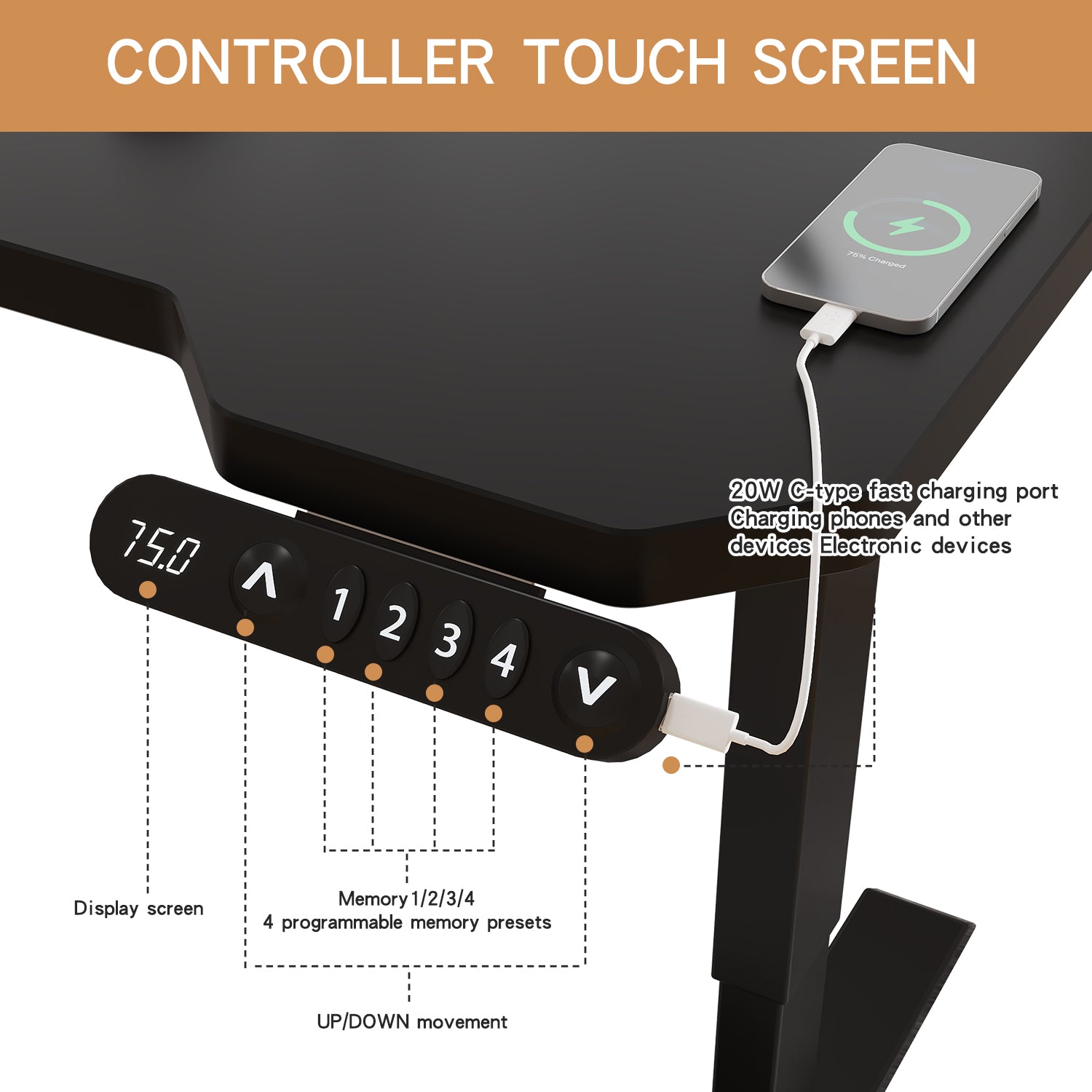 Radlove 59" x 24" Electric Height Adjustable Computer L-Shaped Office Desks with Memory Controller Corner Standing Desk with Splice Board