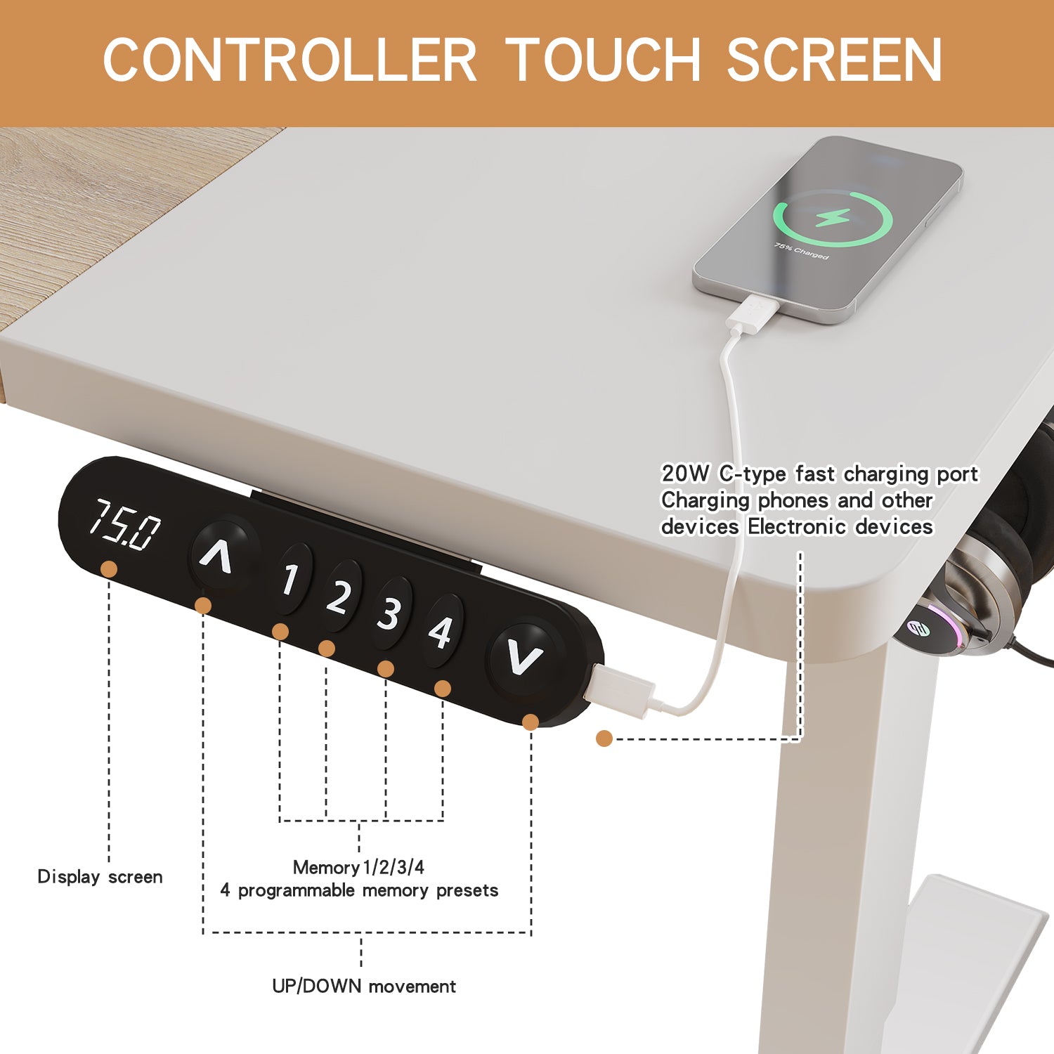 Radlove 63" x 30" Standing Adjustable Height Office Desks Splice Board for Work Benches, White or Brown