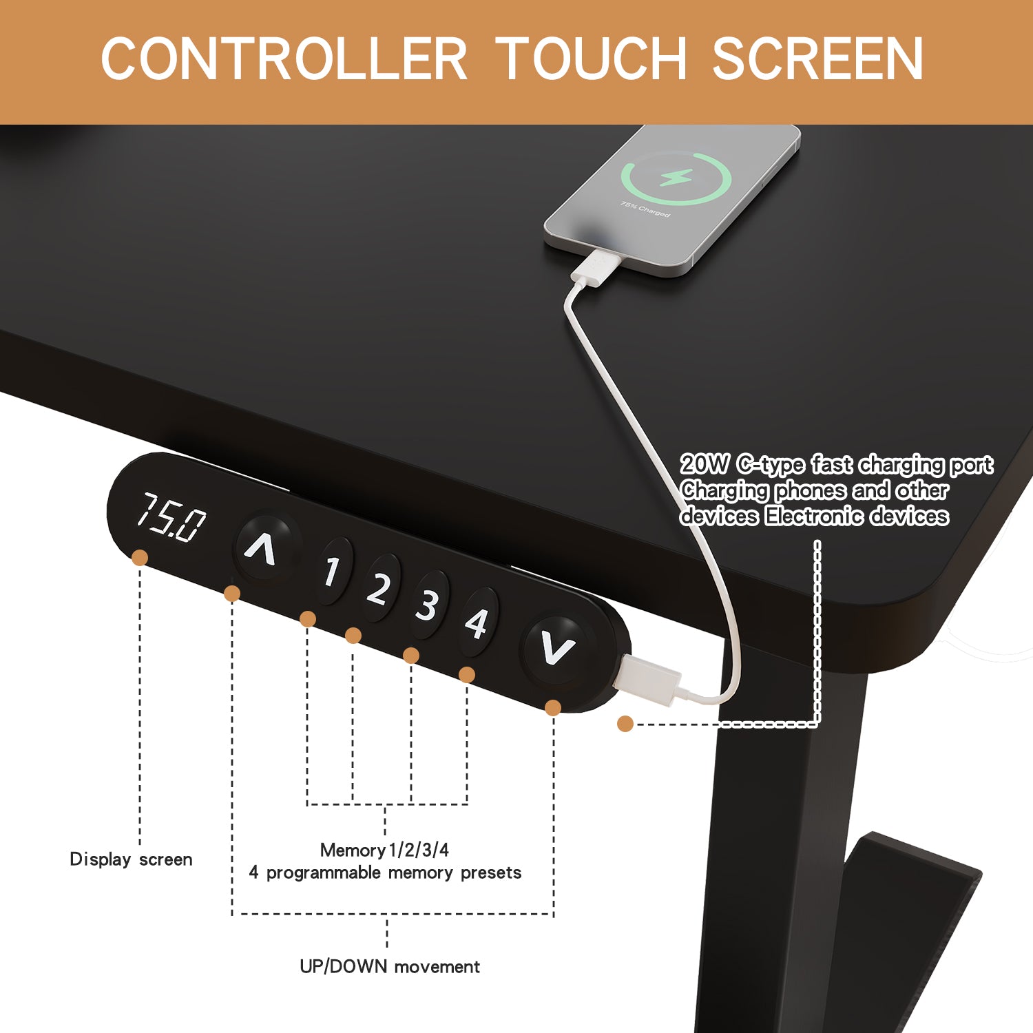 Radlove 48" x 24" Electric Standing Desks, Height Adjustable Office Tables with Splice Board and A Under Desk Cable Management Tray with Wheels, Brown or Oak