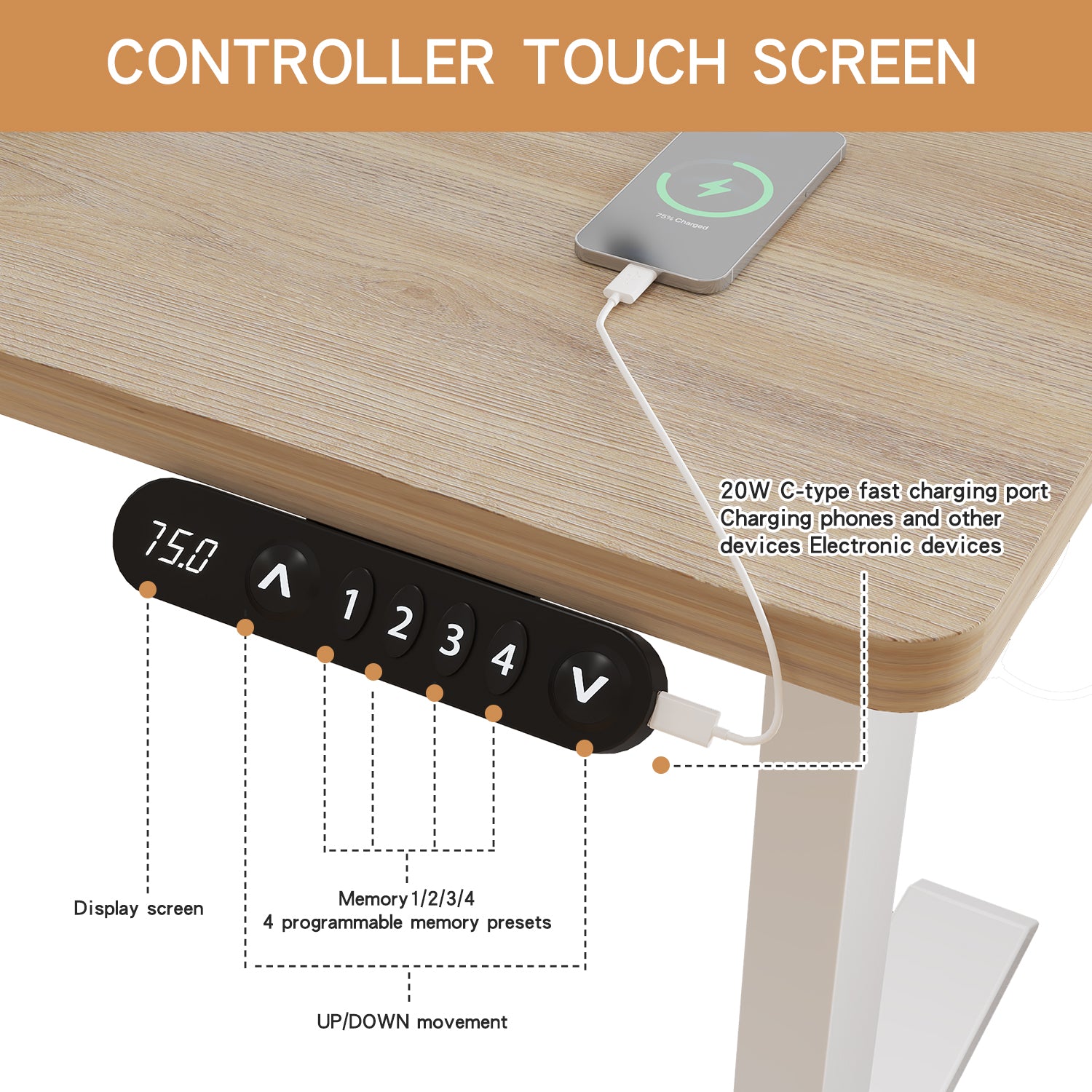 Radlove 48" x 24" Electric Standing Desks, Height Adjustable Office Tables with Splice Board and A Under Desk Cable Management Tray with Wheels, Brown or Oak