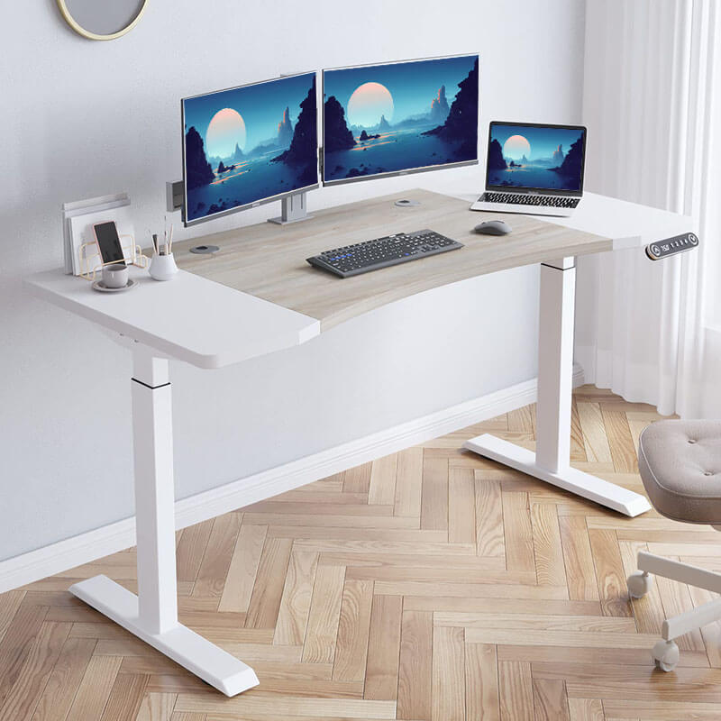 Radlove 63" x 30" Premium Dual Motor Height Adjustable Standing Desks for Worktops, Brown or White