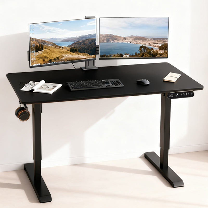 Radlove 55" x 24" Electric Standing Desks, Height Adjustable Office Tables with Splice Board and A Under Desk Cable Management Tray with Wheels, Brown or Oak