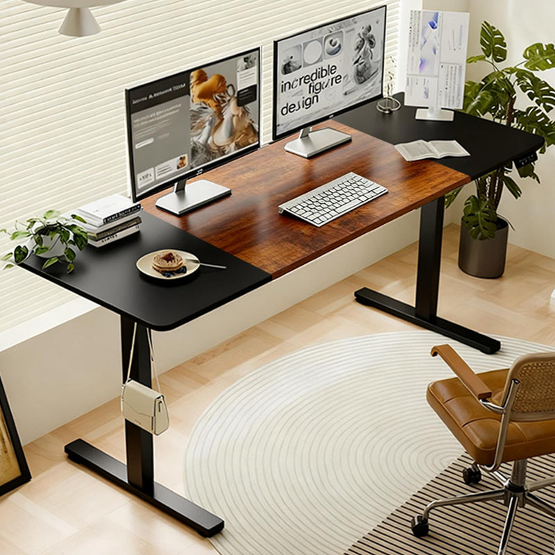 Radlove 55" x 24" Electric Standing Desks, Height Adjustable Office Tables with Splice Board and A Under Desk Cable Management Tray with Wheels, Brown or Oak