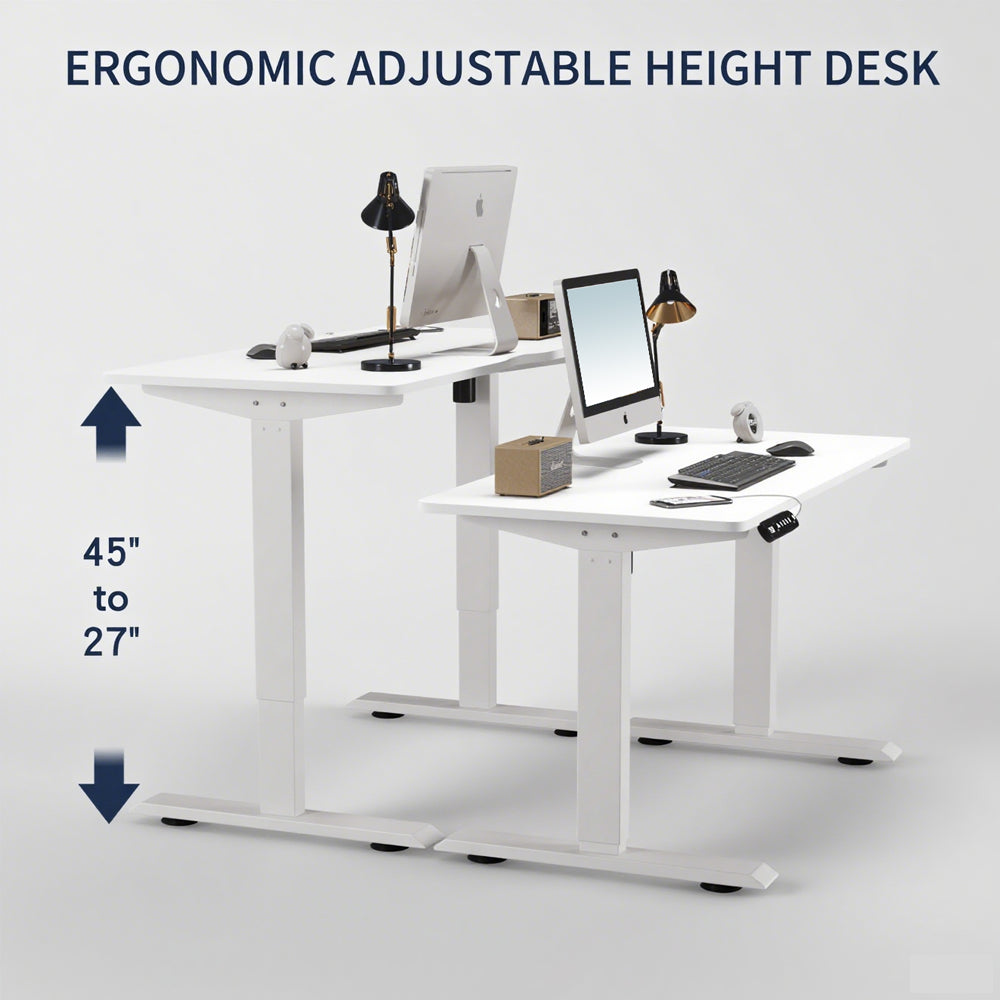 Radlove 55" x 24" Electric Standing Desks, Height Adjustable Office Tables with Splice Board and A Under Desk Cable Management Tray with Wheels, Brown or Oak