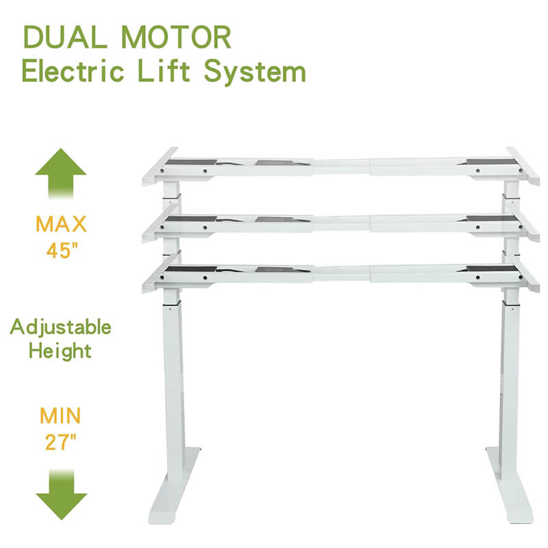 Radlove 44" x 22.6" Premium Dual Motor Height Adjustable Standing Desks Frame with Wheels, Black or White