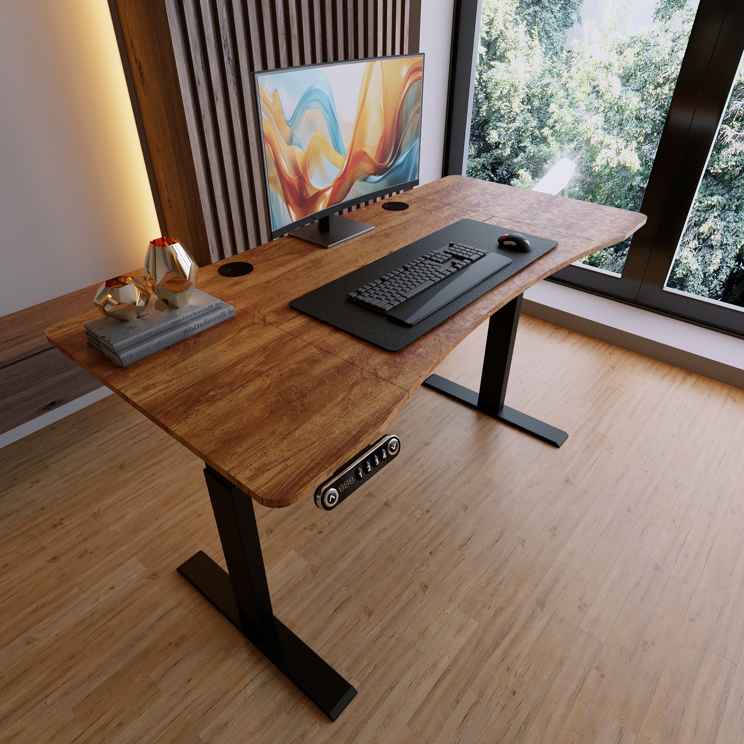 Radlove 63" x 30" Premium Dual Motor Height Adjustable Standing Desks for Worktops, Brown or White