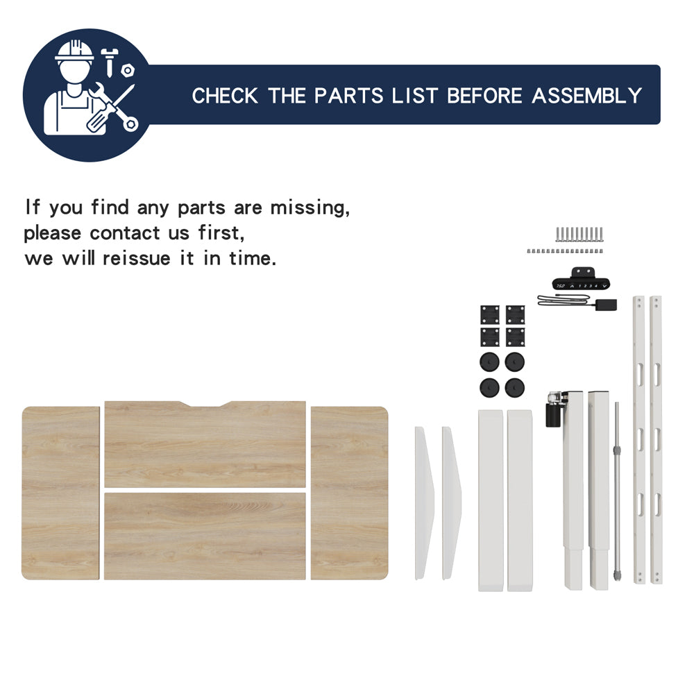 Radlove 48” x 24” Electric Office Tables Height Adjustable Sit and Standing Desks for Work Benches, Brown or Oak