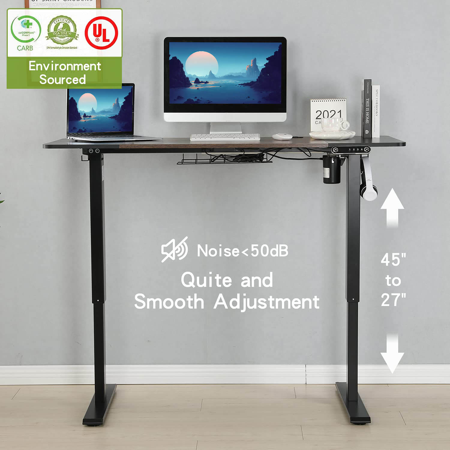 Radlove 63" x 30" Standing Adjustable Height Office Desks Splice Board for Work Benches, White or Brown