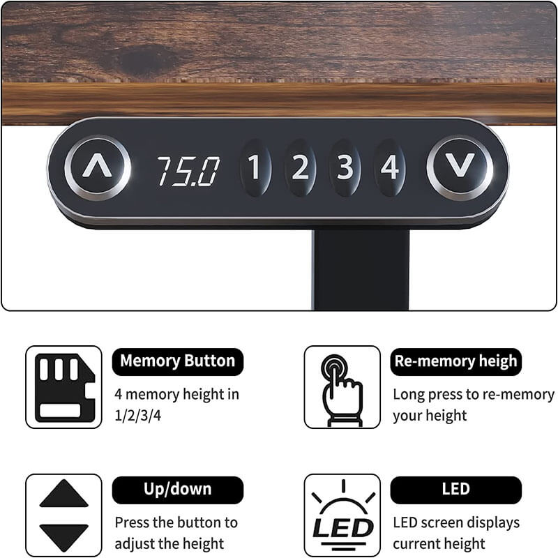 Radlove 48" x 24" Electric Standing Desks, Height Adjustable Office Tables with Splice Board and A Under Desk Cable Management Tray with Wheels, Brown or Oak