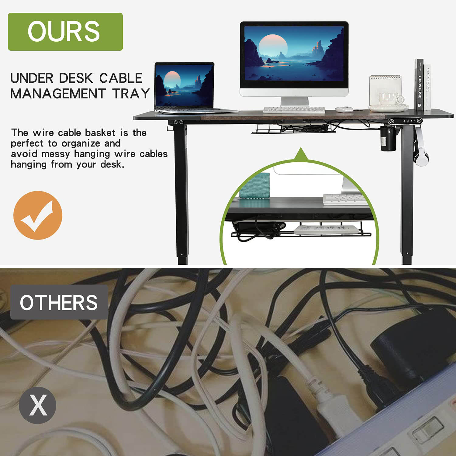 Radlove 63" x 30" Standing Adjustable Height Office Desks Splice Board for Work Benches, White or Brown