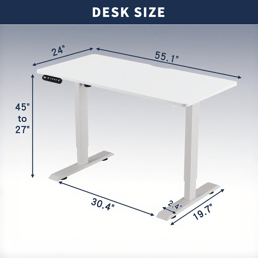 Radlove 55" x 24" Electric Standing Desks, Height Adjustable Office Tables with Splice Board and A Under Desk Cable Management Tray with Wheels, Brown or Oak
