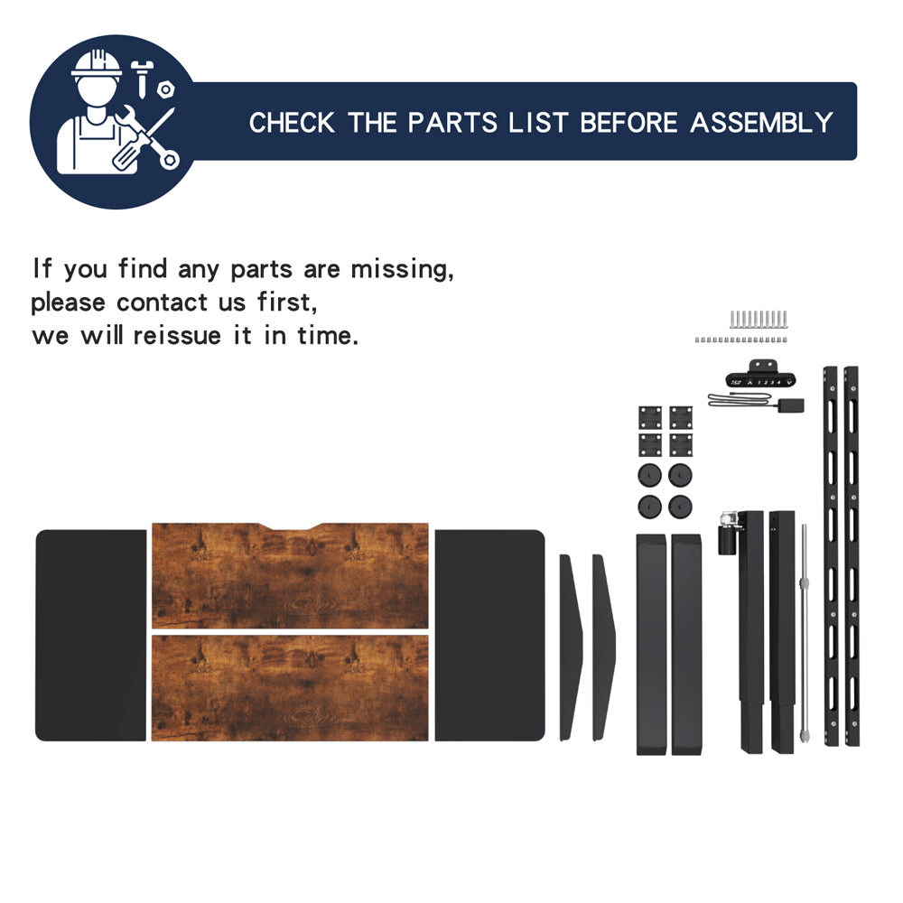 Radlove 55" x 24" Electric Standing Desks, Height Adjustable Office Tables with Splice Board and A Under Desk Cable Management Tray with Wheels, Brown or Oak