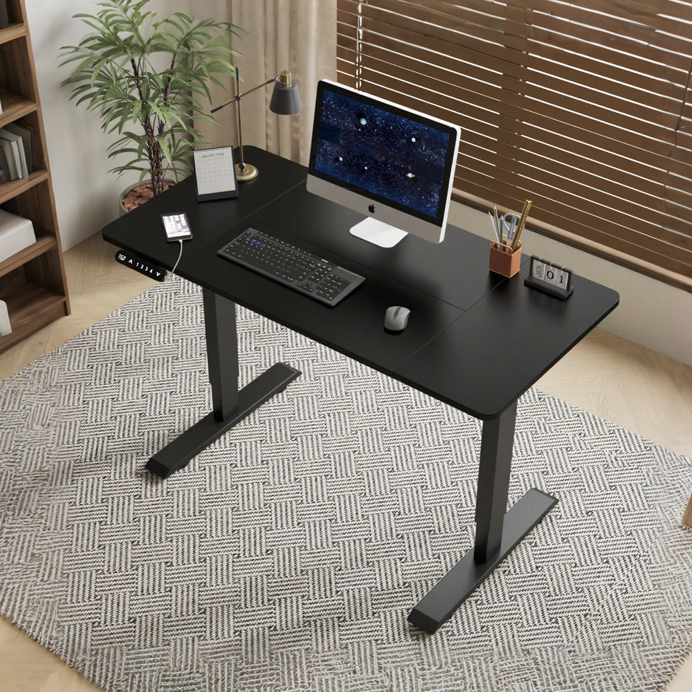Radlove 55" x 24" Electric Standing Desks, Height Adjustable Office Tables with Splice Board and A Under Desk Cable Management Tray with Wheels, Brown or Oak
