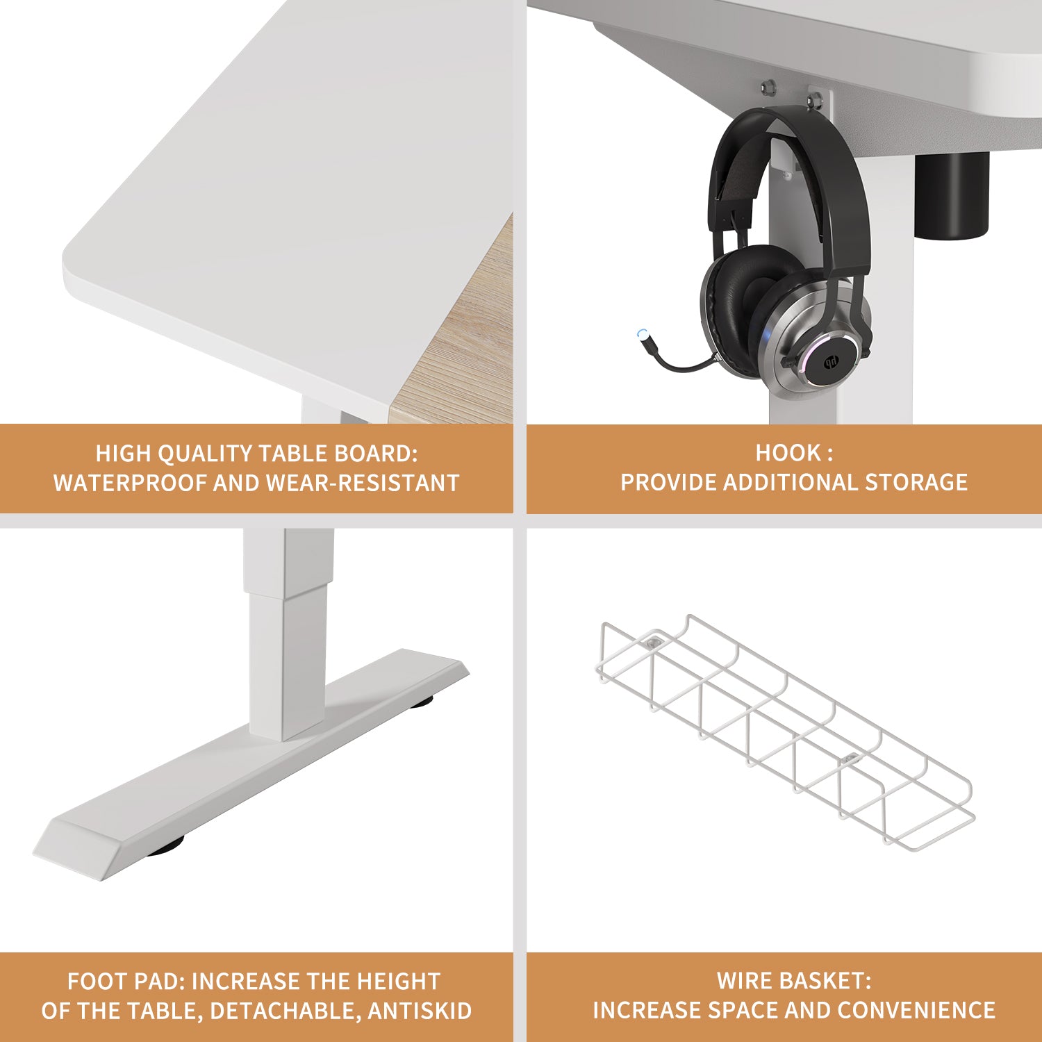 Radlove 63" x 30" Standing Adjustable Height Office Desks Splice Board for Work Benches, White or Brown