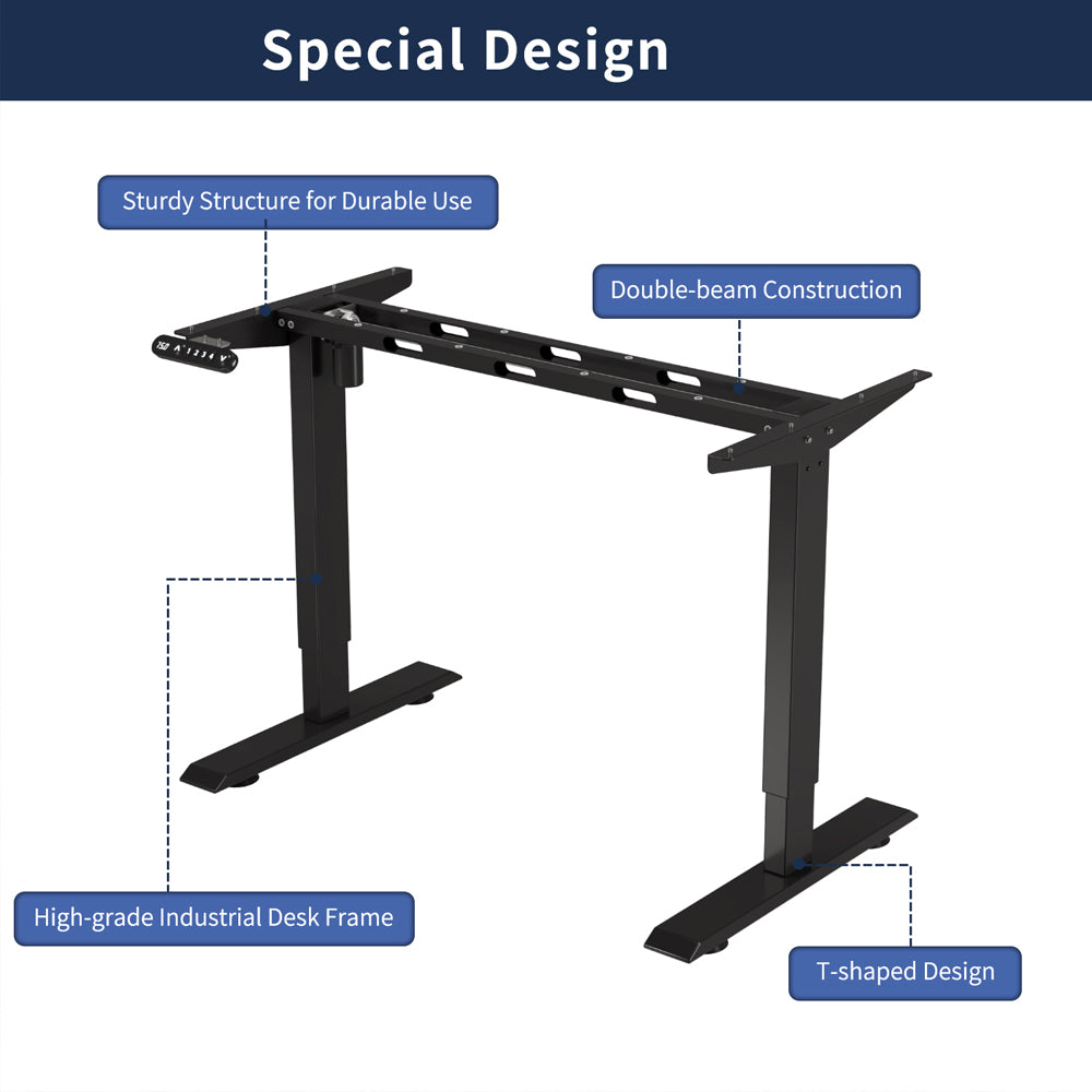 Radlove 55" x 24" Electric Standing Desks, Height Adjustable Office Tables with Splice Board and A Under Desk Cable Management Tray with Wheels, Brown or Oak