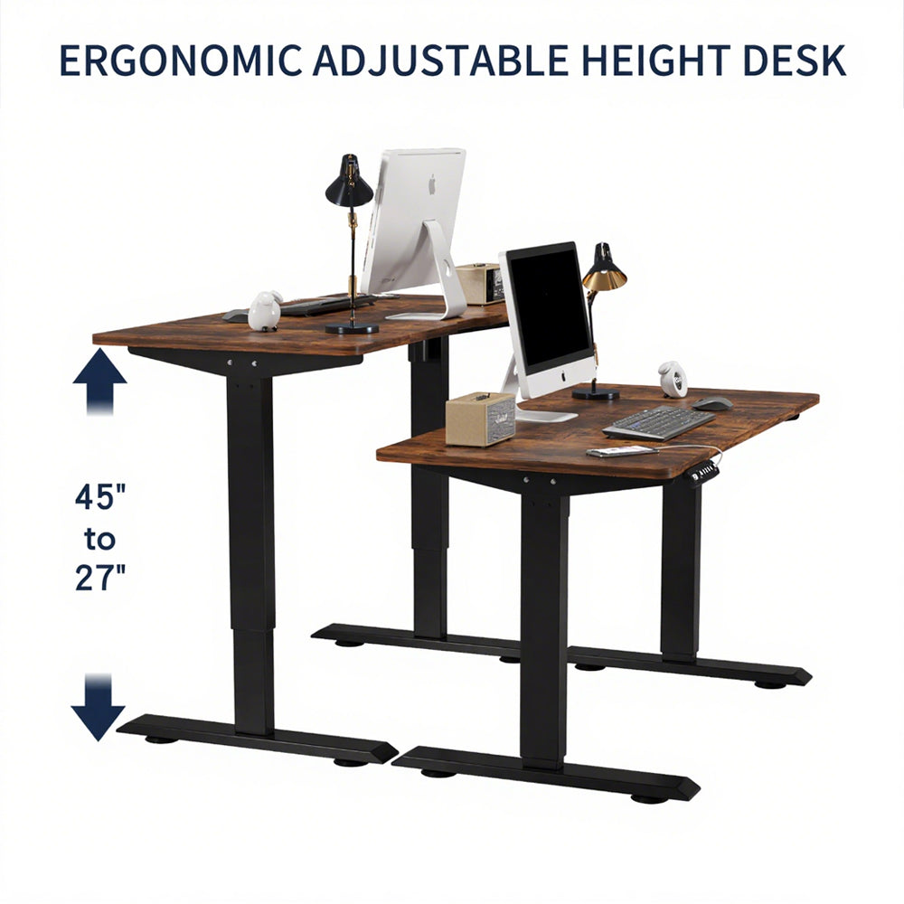 Radlove 48” x 24” Electric Office Tables Height Adjustable Sit and Standing Desks for Work Benches, Brown or Oak