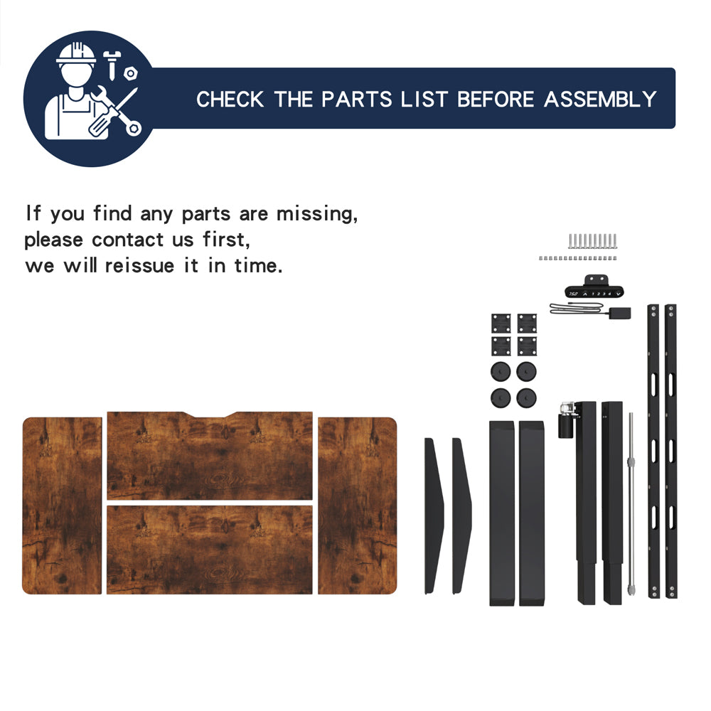 Radlove 48” x 24” Electric Office Tables Height Adjustable Sit and Standing Desks for Work Benches, Brown or Oak