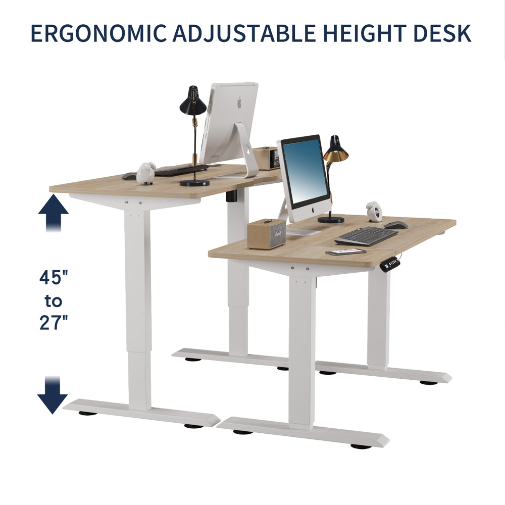 Radlove 48” x 24” Electric Office Tables Height Adjustable Sit and Standing Desks for Work Benches, Brown or Oak